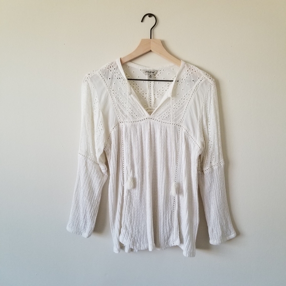 Lucky Brand Cream Boho Peasant Top - Picture 2 of 6